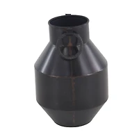 Dark Brown Metal Rustic Vase, 12" x 8" x 8"