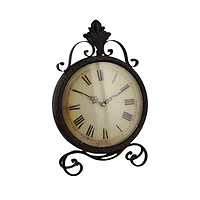 17" Brown Metal Rustic Clock