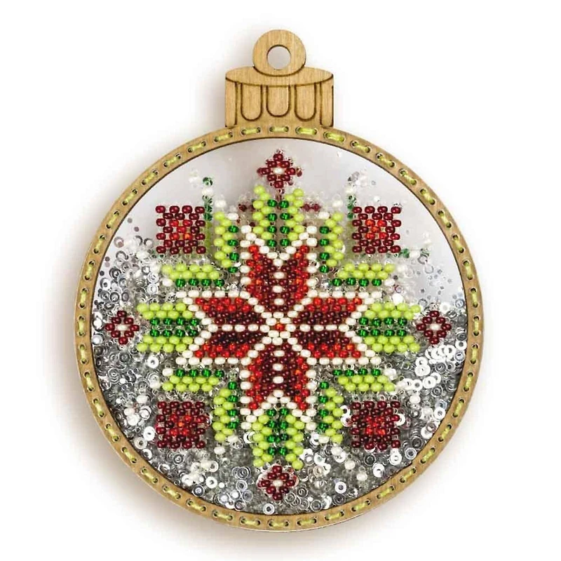 Wonderland Crafts Red & Green Star Ball Ornament Bead Embroidery Kit