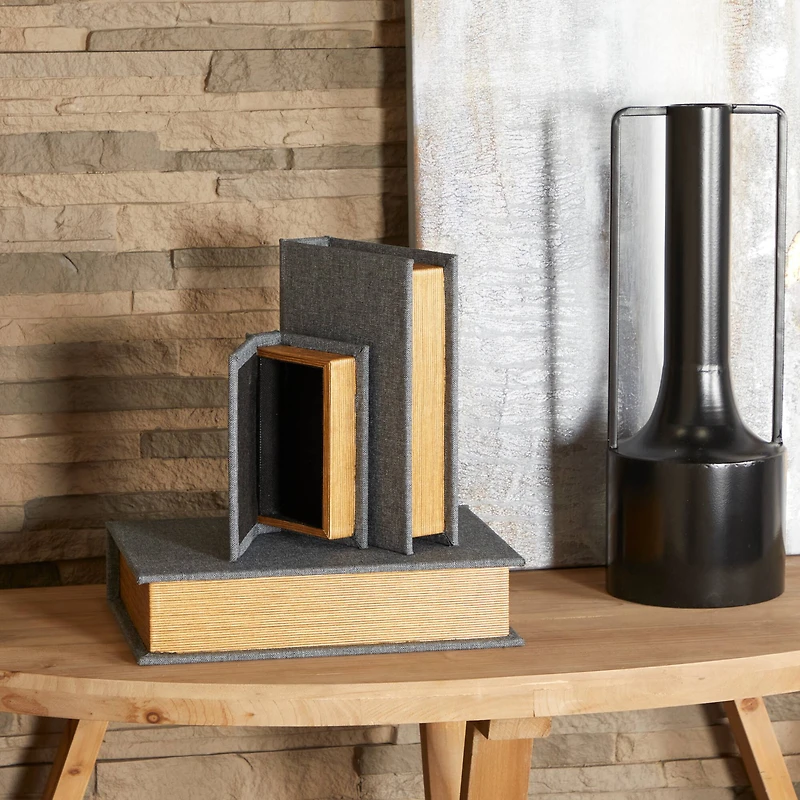 Light Gray Linen Faux Book Box Set
