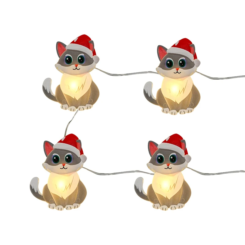 18ct. Warm White LED Gray Cat String Lights on Silver Wire by Ashland®