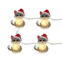 18ct. Warm White LED Gray Cat String Lights on Silver Wire by Ashland®