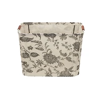 Household Essentials Storage Bin with Wood Handles (Medium, Floral)