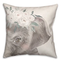 Floral Elephant 18" x 18" Indoor/Outdoor Pillow