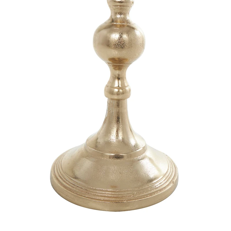 Gold Aluminum Tall Pillar Candle Holder Set