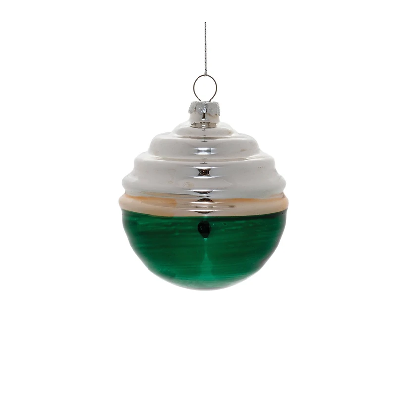 Green Two-Tone Tiered Glass Ornaments Set