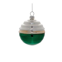 Green Two-Tone Tiered Glass Ornaments Set