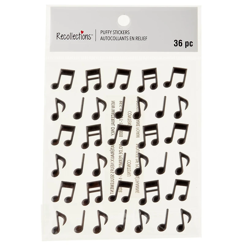 12 Packs: 36 ct. (432 total) Puffy Music Note Stickers by Recollections™ Signature™