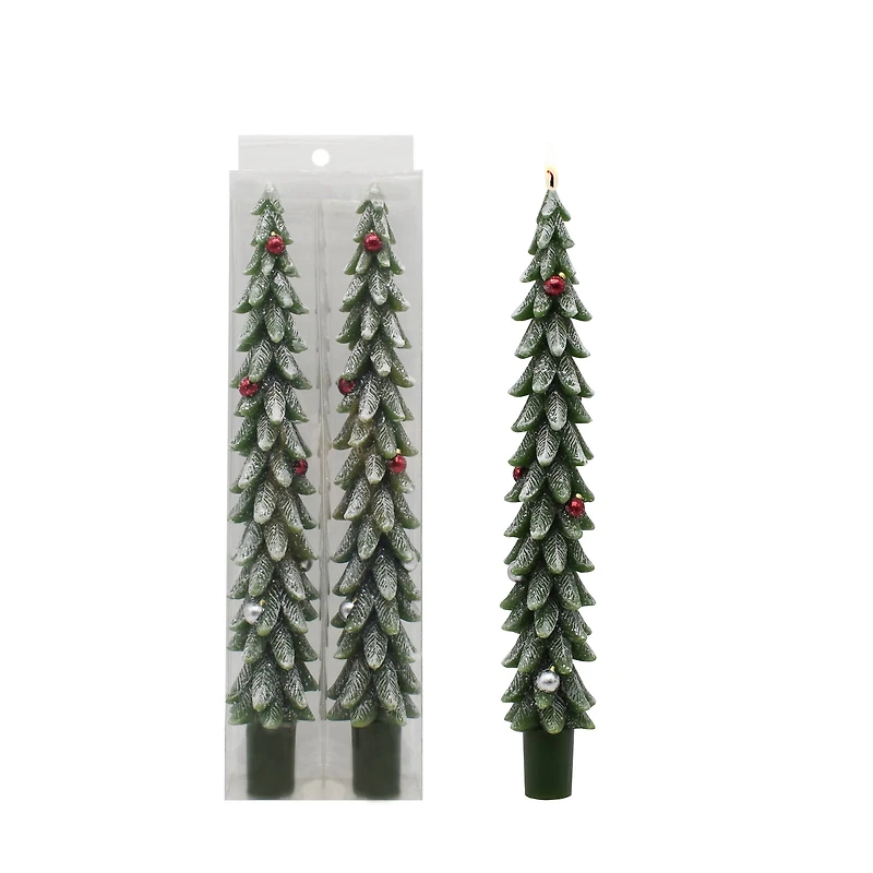 10" Green Trees with Ornaments Taper Candles, 2ct. by Ashland®