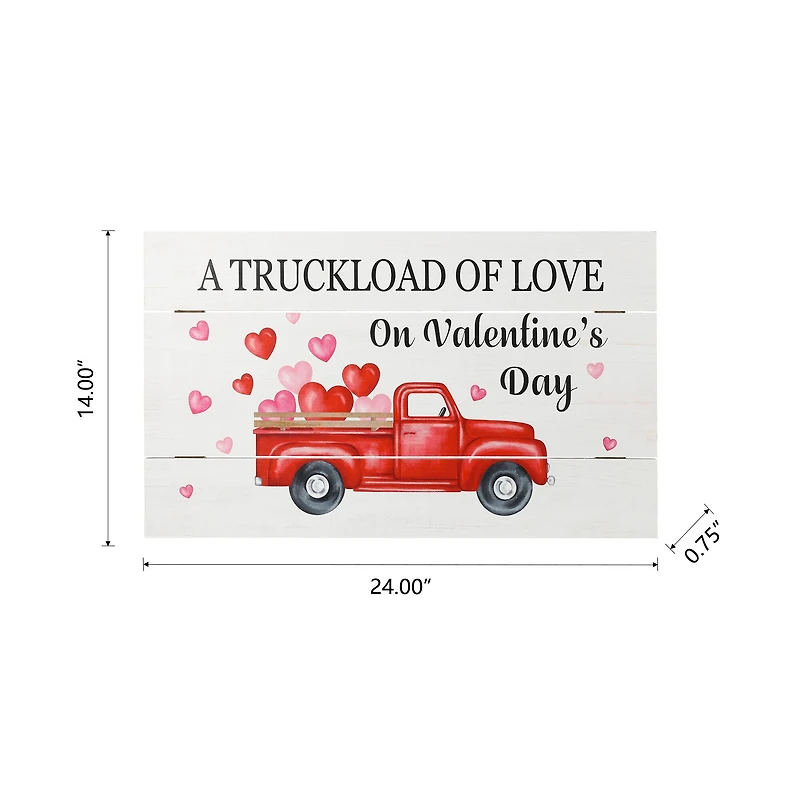 Glitzhome® 24" Wooden Valentine's Truck Wall Sign