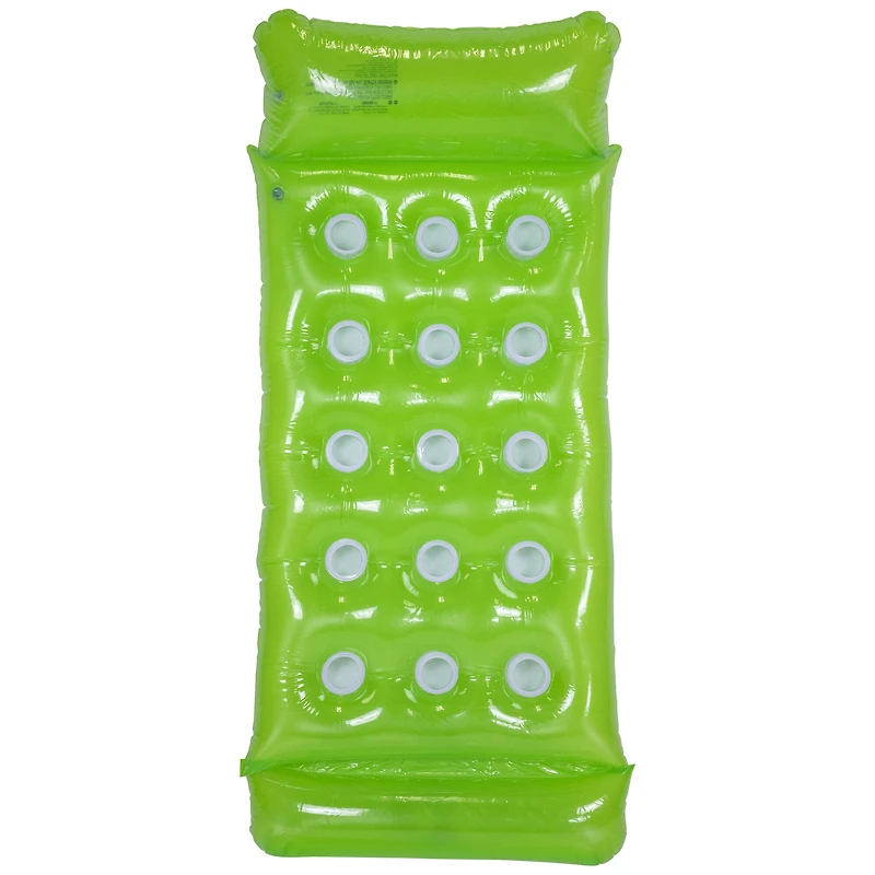 64.75" Green 15-Pocket Inflatable Swimming Pool Lounge 