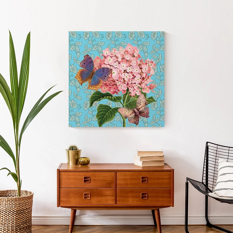 Butterflies On Flower 24" x 24" Canvas Wall Art