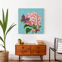 Butterflies On Flower 24" x 24" Canvas Wall Art