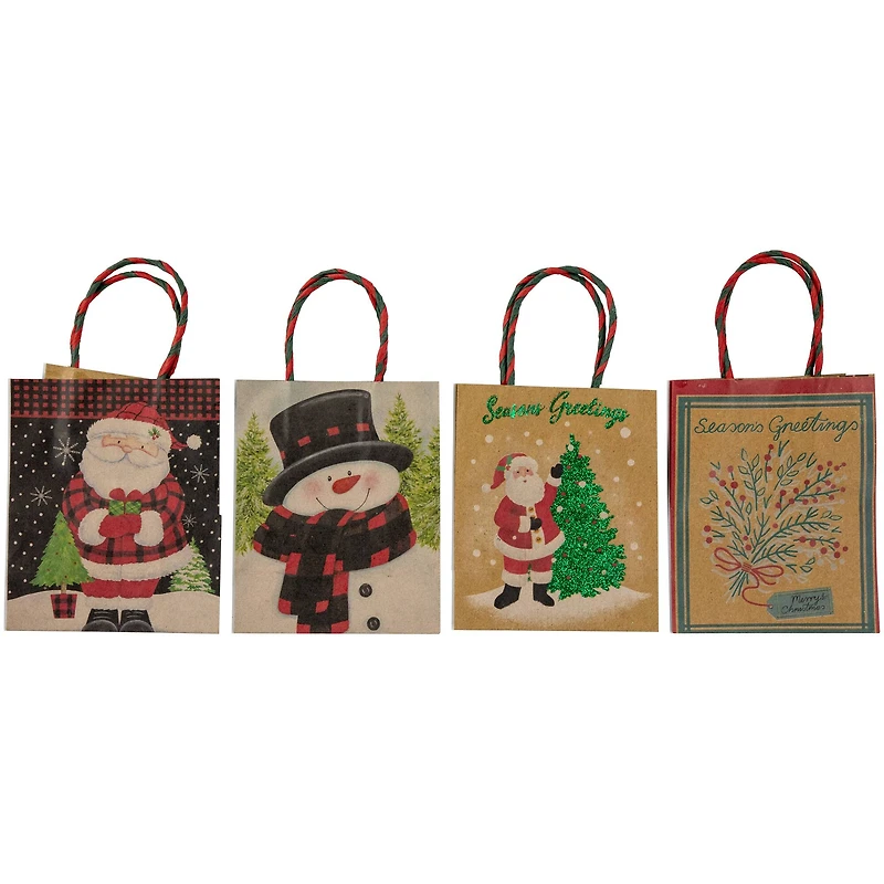 20-Count Assorted Paper Christmas Themed Gift Bags