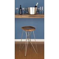 30" Light Brown Mango Wood & Metal Contemporary Bar Stool