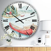 Designart 'Lake House Canoes Ii Lake House Wall Clock