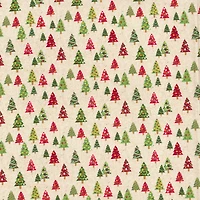Fabric Traditions Christmas Trees Natural Glitter Cotton Fabric