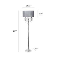 Elegant Designs™ 5ft. Gray Crystal and Chrome Floor Lamp with Drum Shade