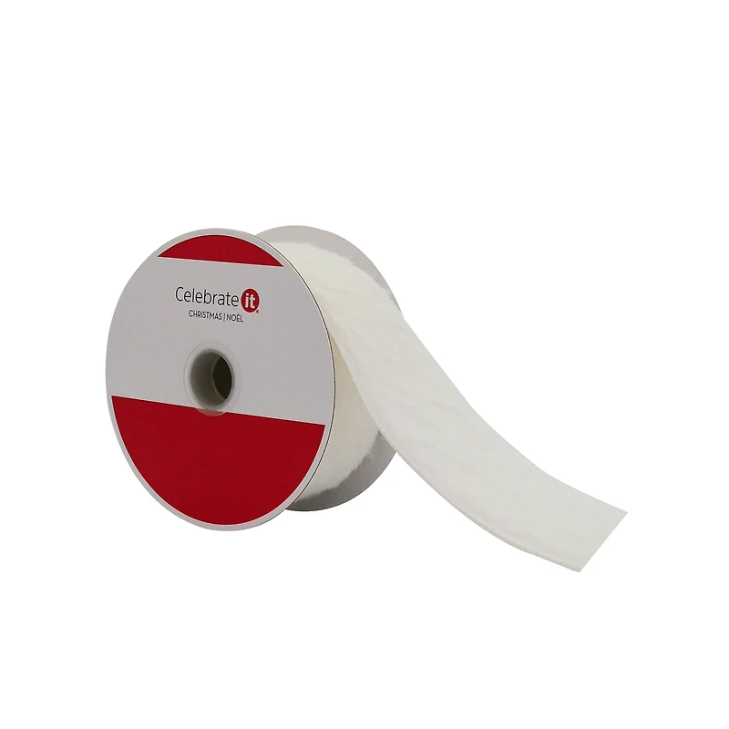 1.5" x 15ft. White Faux Fur Wired Ribbon by Celebrate It®