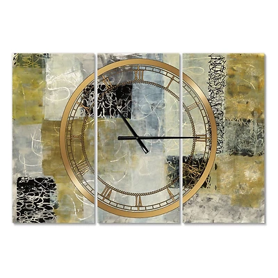 Designart Multicolor Twin City Traditional 3 Panel Wall Clock