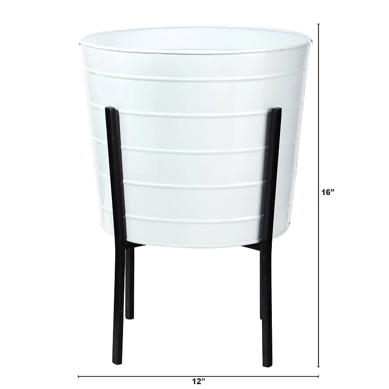 16" Farmhouse Metal Ribbed Planter