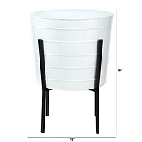 16" Farmhouse Metal Ribbed Planter