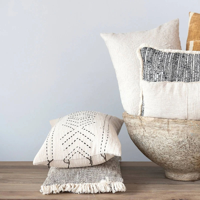 Hello Honey® Cream Embroidered Paisley Pattern Cotton Lumbar Pillow