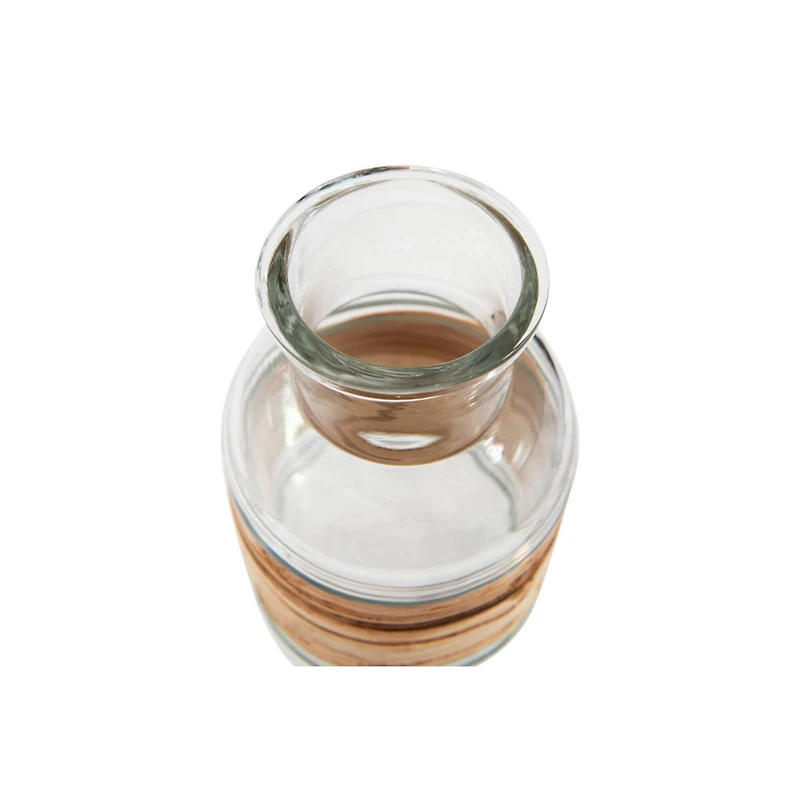 Hello Honey® 6.5" Clear Glass Vase With Wrapped Rattan Accent