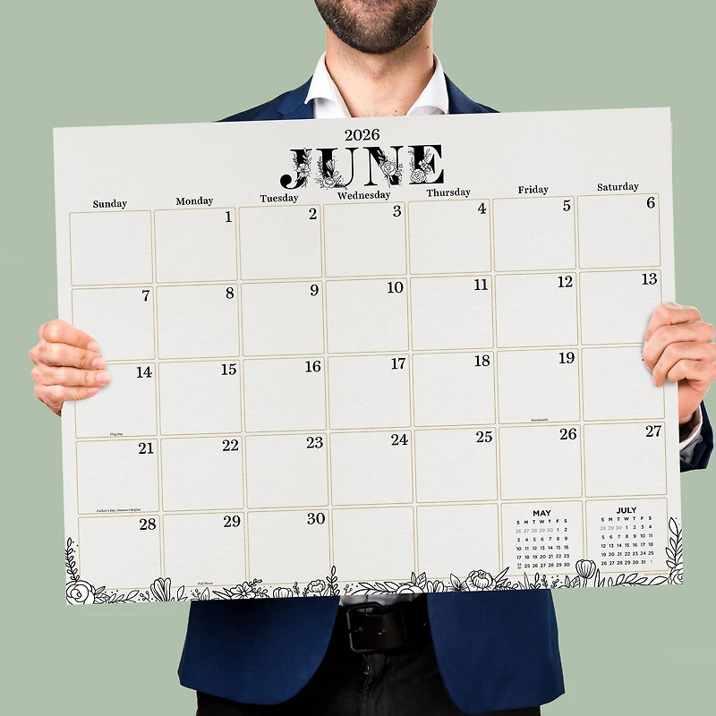 2026 Floral Large Desk Pad Monthly Blotter Calendar