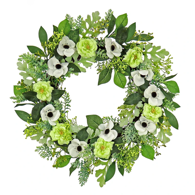 24'' Rose and Anemone Flowers Wreath