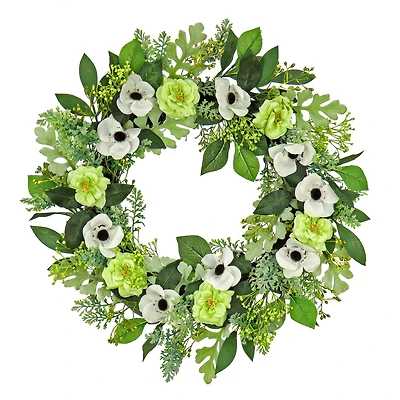 24'' Rose and Anemone Flowers Wreath