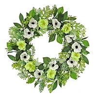 24'' Rose and Anemone Flowers Wreath