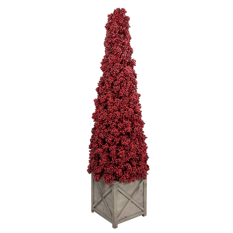 4ft. Red Berry Cone Potted Christmas Topiary