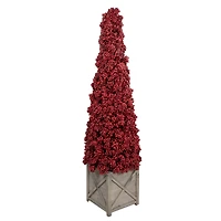 4ft. Red Berry Cone Potted Christmas Topiary