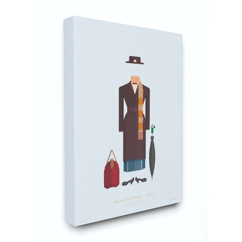 Stupell Industries Mary Poppins Minimalist Illustration Canvas Wall Art