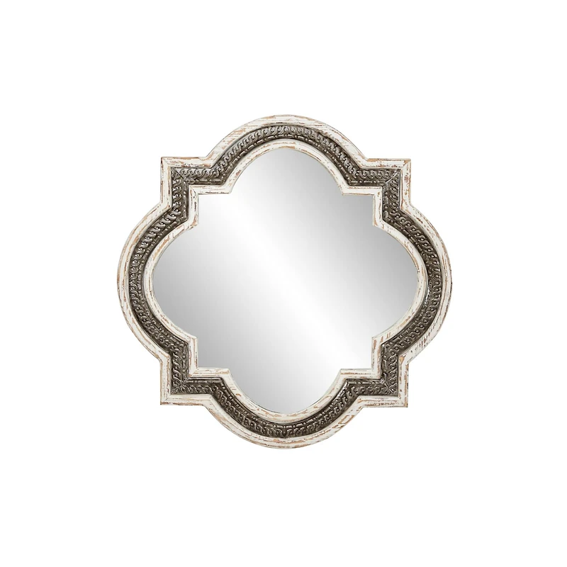 White Farmhouse Wood Wall Mirror, 30" x 30"