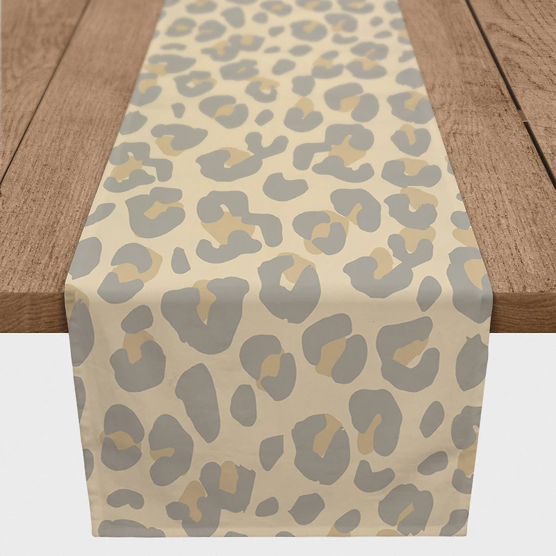 72" Neutral Leopard Cotton Twill Runner