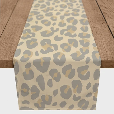 72" Neutral Leopard Cotton Twill Runner