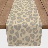 72" Neutral Leopard Cotton Twill Runner