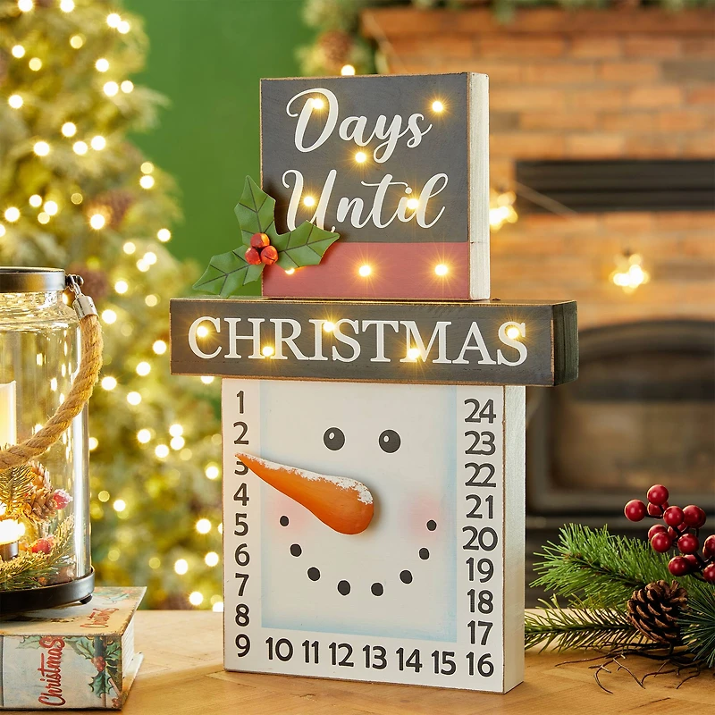 Glitzhome® 15" LED Christmas Snowman Countdown Décor