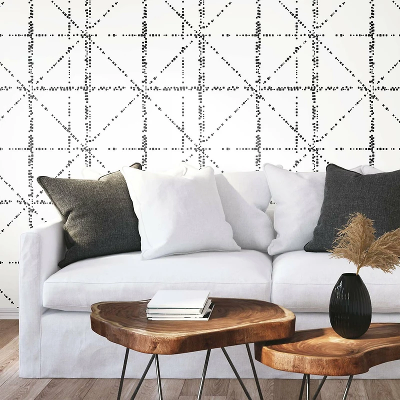 RoomMates Black Diamond Grid Specks Peel & Stick Wallpaper