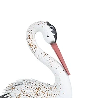 Tall White Textured Metal Crane Garden Sculpture Set