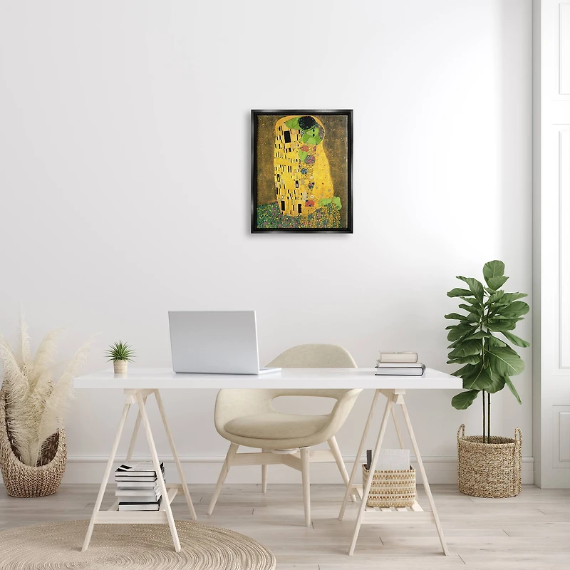Stupell Industries Funny Classic Klimt Aliens Framed Floater Canvas Wall Art
