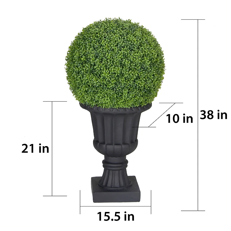 3ft. Single Ball Topiary Boxwood Artificial Tree in Decorative Urn
