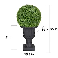 3ft. Single Ball Topiary Boxwood Artificial Tree in Decorative Urn