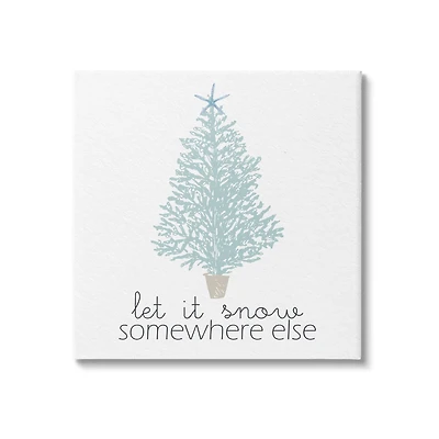 Stupell Industries Snow Somewhere Else Holiday Tree Canvas Wall Art