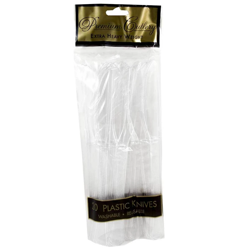 JAM Paper Clear Premium Plastic Knives, 20ct.