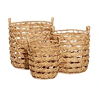 Brown Seagrass Coastal Storage Basket Set