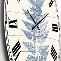 Designart 'Blue Fern Print On Wood I Traditional Wall Clock