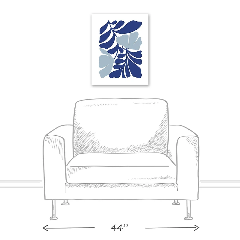 Blue Modern Leaves 16" x 20" Canvas Wall Art